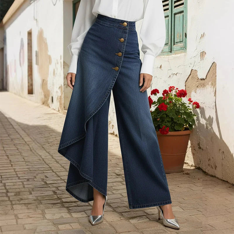 Falda Pantalón Vaquera | Corte Alto y Pierna Ancha