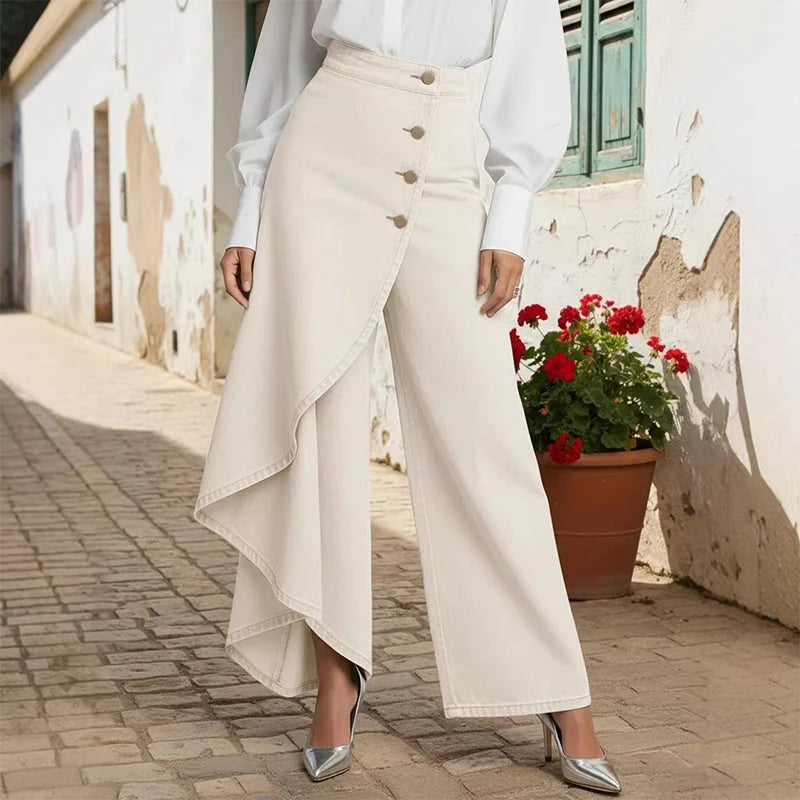 Falda Pantalón Vaquera | Corte Alto y Pierna Ancha