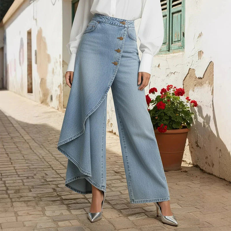 Falda Pantalón Vaquera | Corte Alto y Pierna Ancha