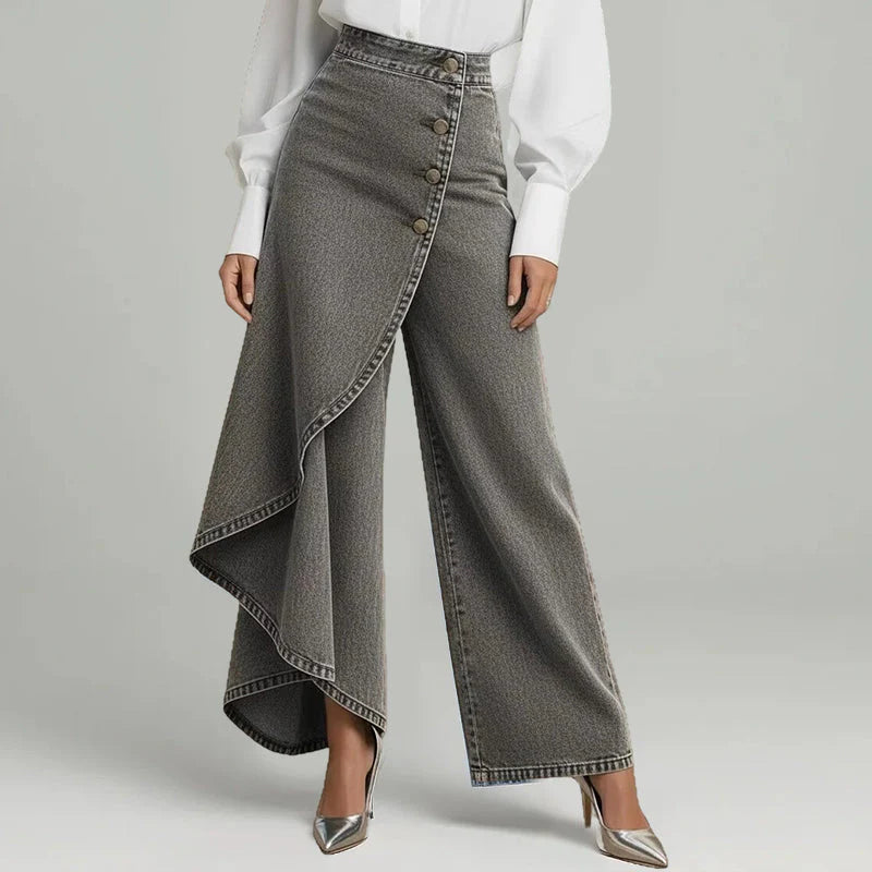 Falda Pantalón Vaquera | Corte Alto y Pierna Ancha