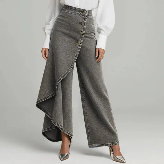 Falda Pantalón Vaquera | Corte Alto y Pierna Ancha